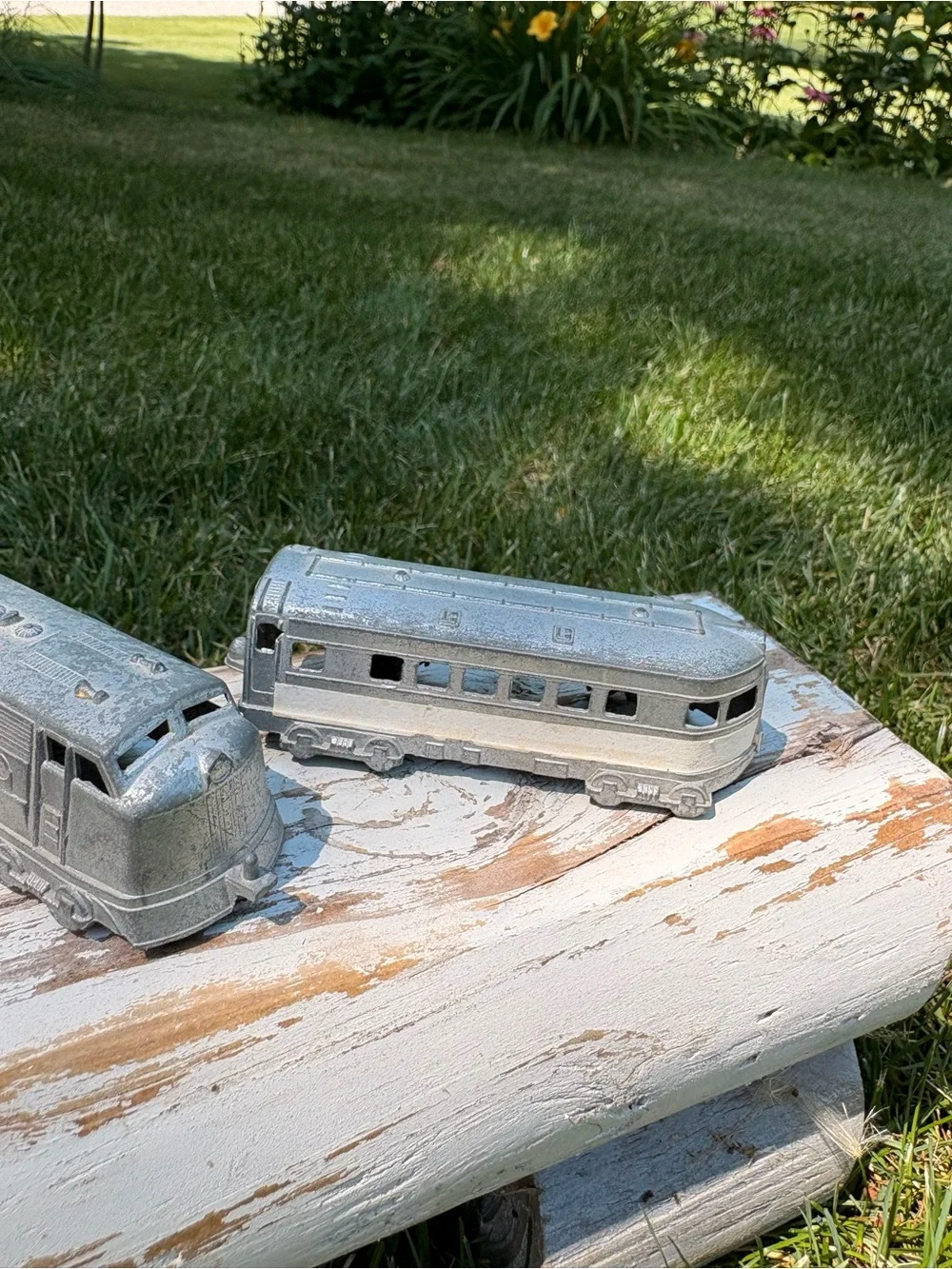 Vintage Midgetoy Silver Train Car - Set of 5